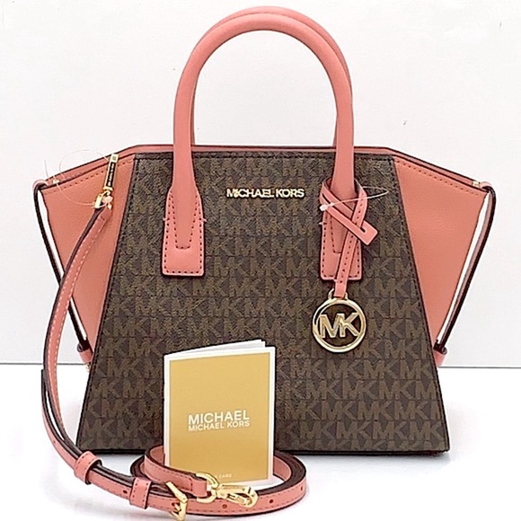 Michael Kors Avril Small Logo Top-Zip Satchel Sunset Rose - Picture 3 of 16